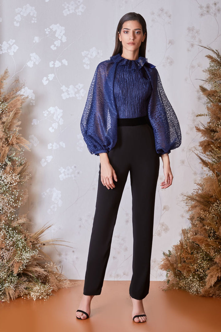 Long-Sleeved Lace Top with Pants