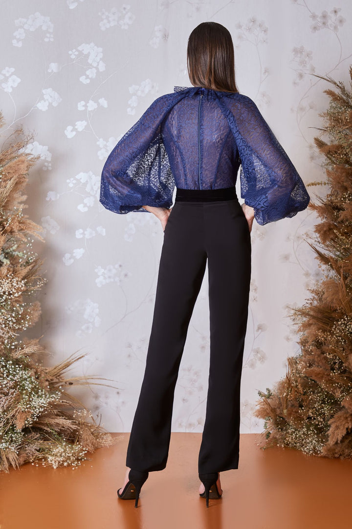 Long-Sleeved Lace Top with Pants
