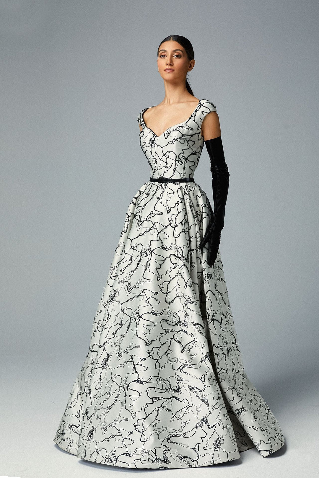 Embroidered Jacquard Sleeveless Aline Dress