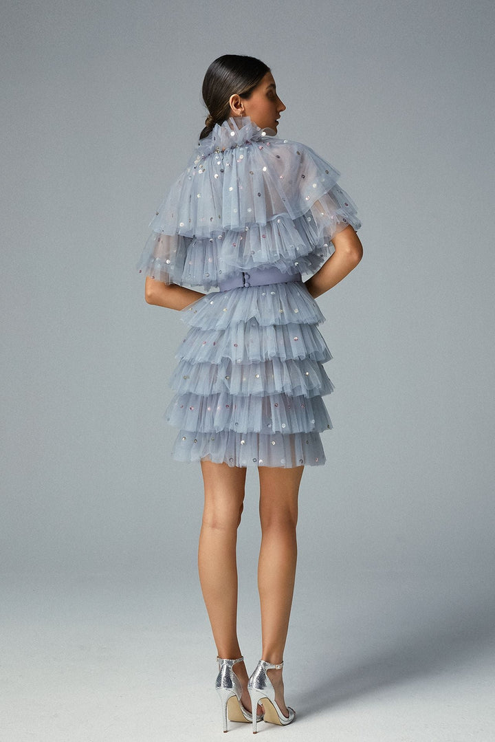 Ruffled Tulle Short Dress