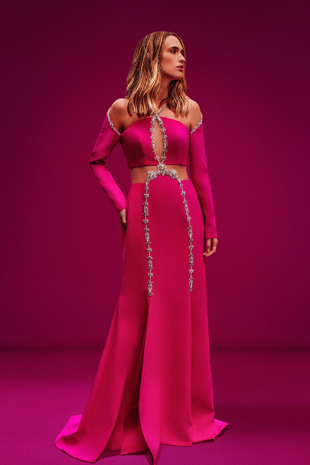 Halter Neck A-line Dress with Swarovski Crystals M.R DESIGN Halter Neck A-line Dress with Swarovski Crystals M.R DESIGN