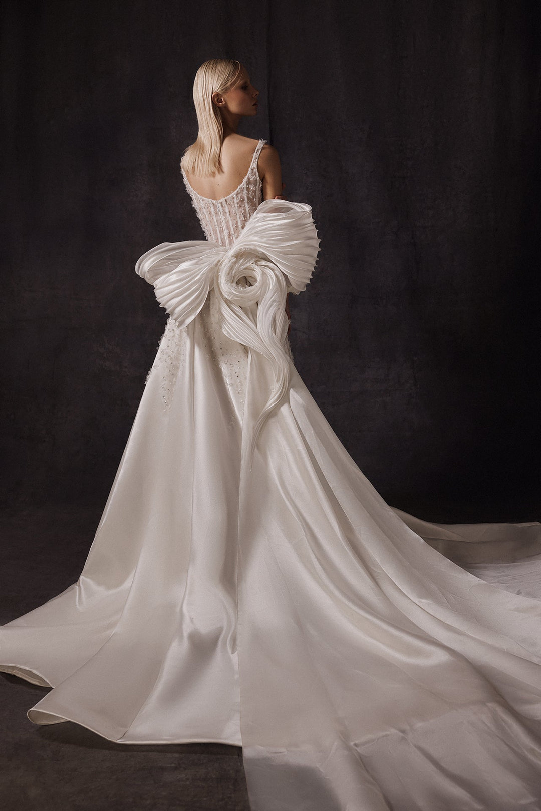 Embroidered Tulle and Organza A-line Dress with Bow M.R DESIGN Embroidered Tulle and Organza A-line Dress with Bow M.R DESIGN