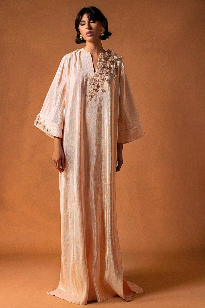 Mikado Kaftan with Flower Embroidery