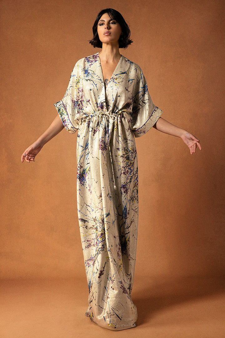 Printed Lurex Silk Kaftan