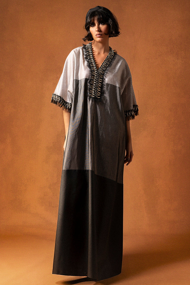 Triple Organza Kaftan with Sequin and Beads