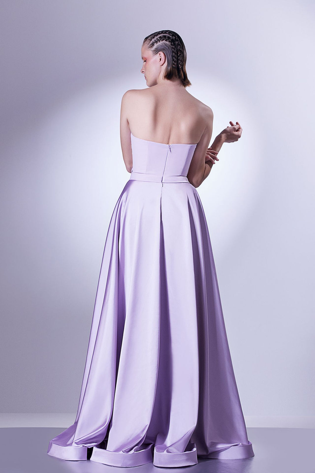Strapless Satin and Crepe Dress
