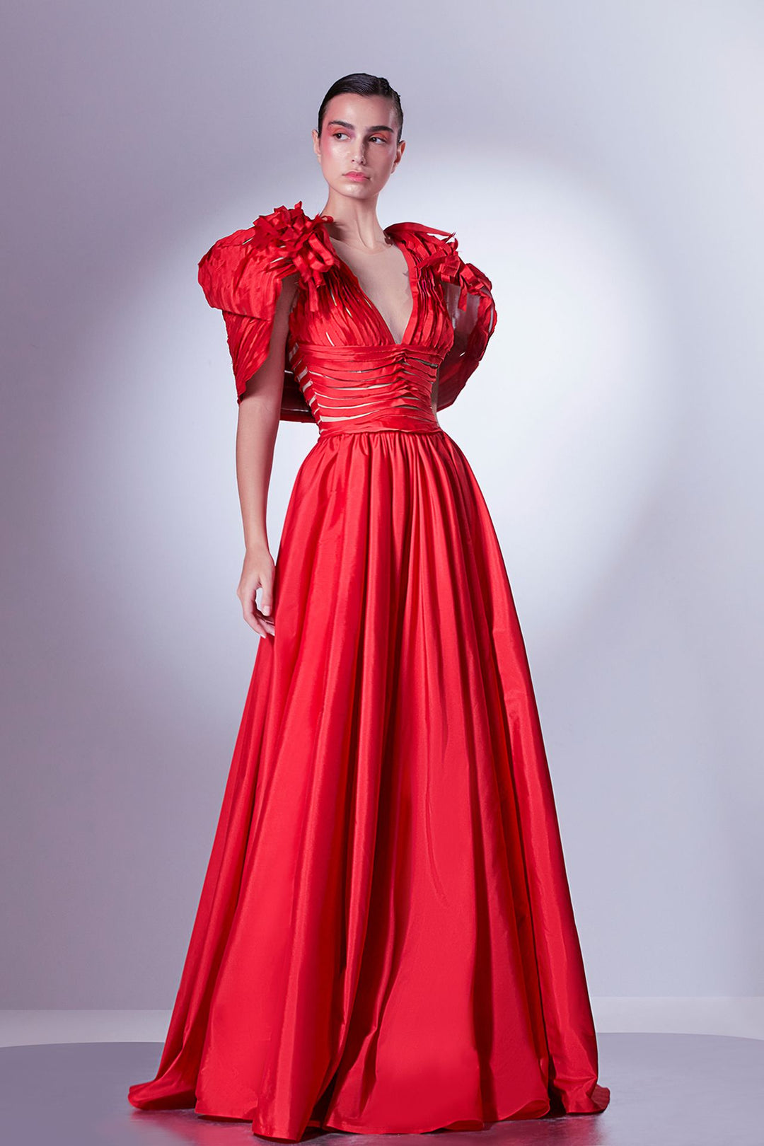Taffeta A-line Dress with Cape Red / US 2 Taffeta A-line Dress with Cape Red / US 2