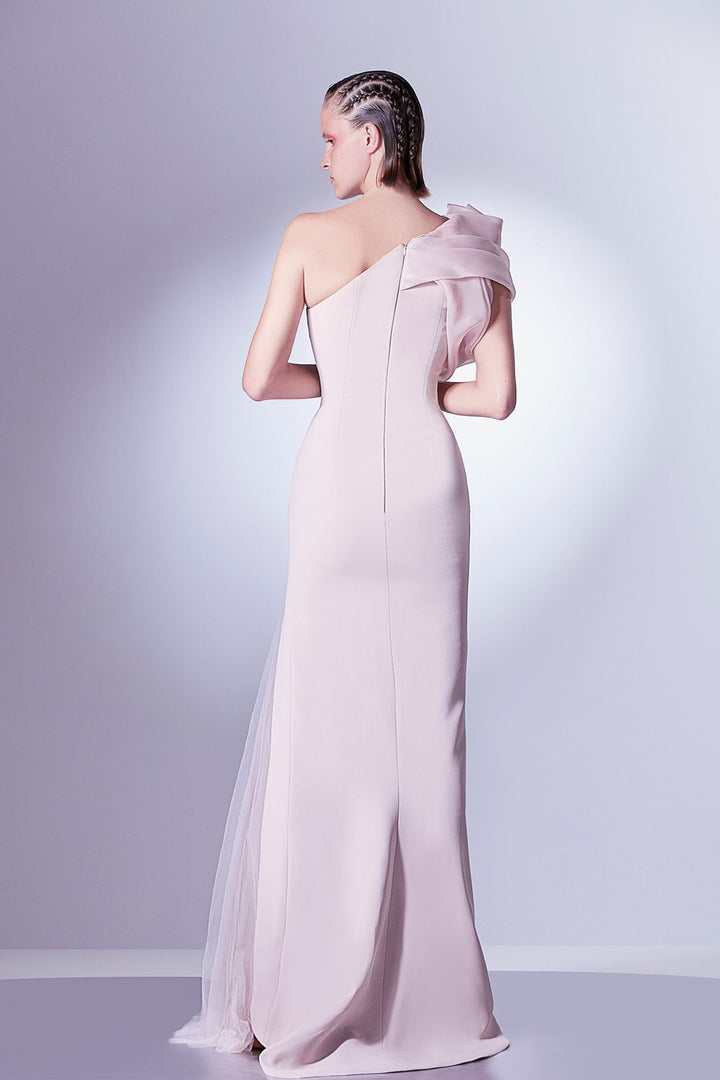 One-Shoulder Folded Organza Dress