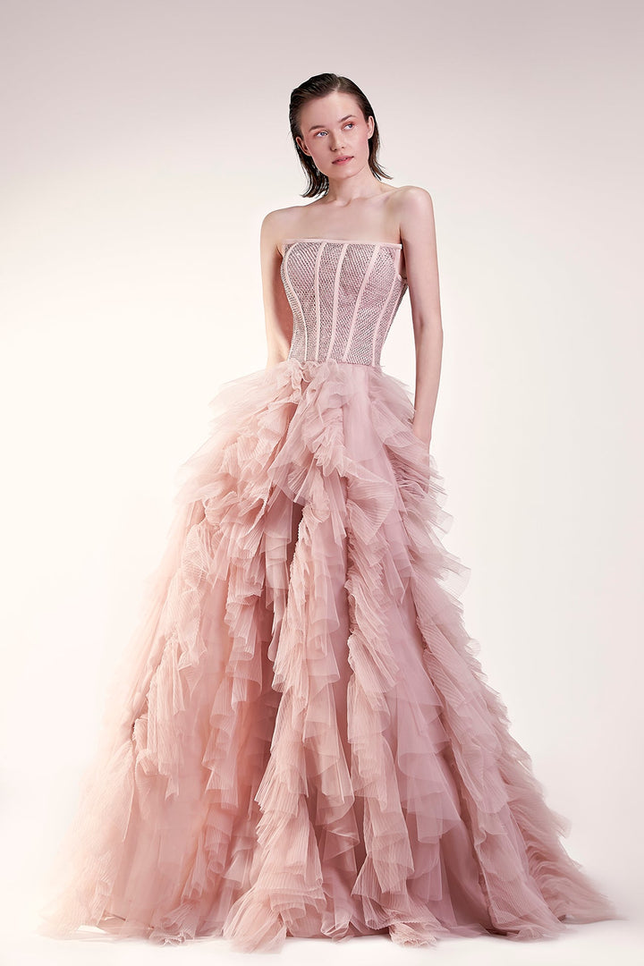 Strapless A-line Corset Tulle Dress