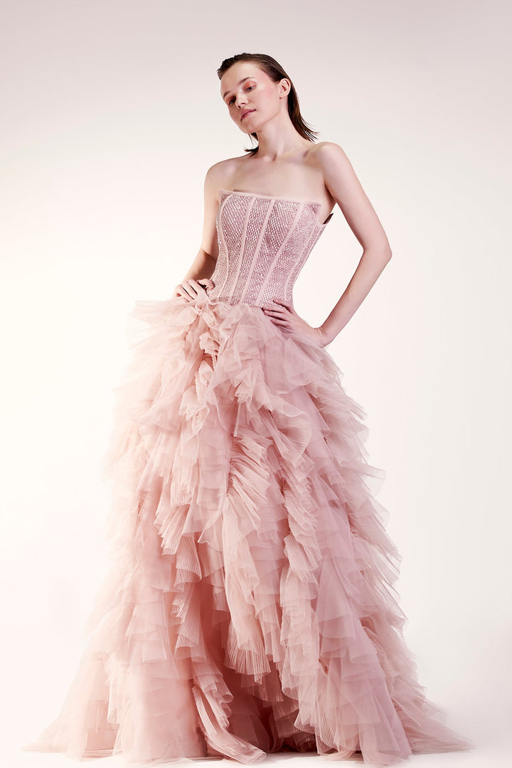 Strapless A-line Corset Tulle Dress