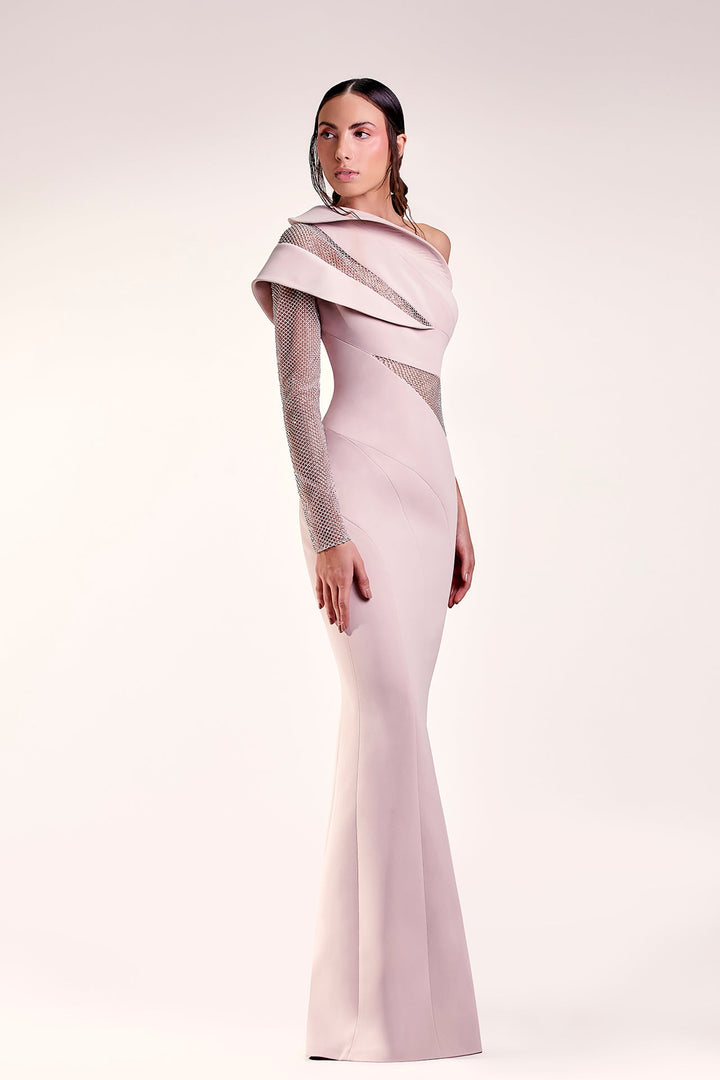 One-Shoulder Crepe Mermaid Dress