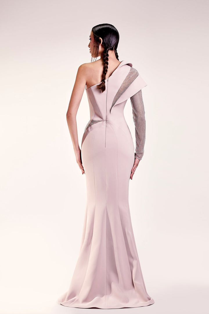 One-Shoulder Crepe Mermaid Dress