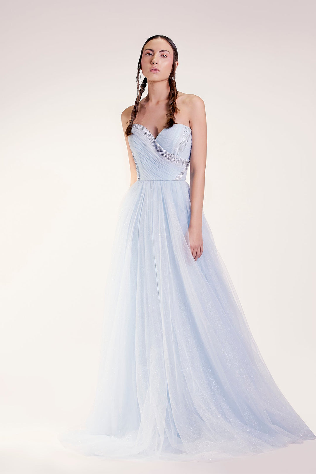 Strapless A-line Sparkly Tulle Dress