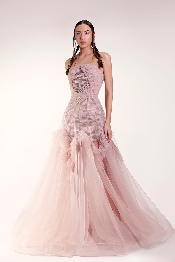 Strapless Tulle Dress with Crystal Corset