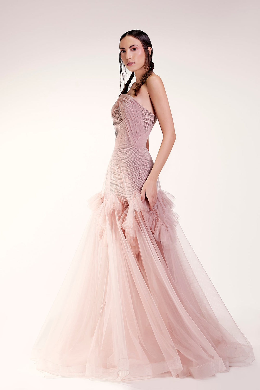 Strapless Tulle Dress with Crystal Corset