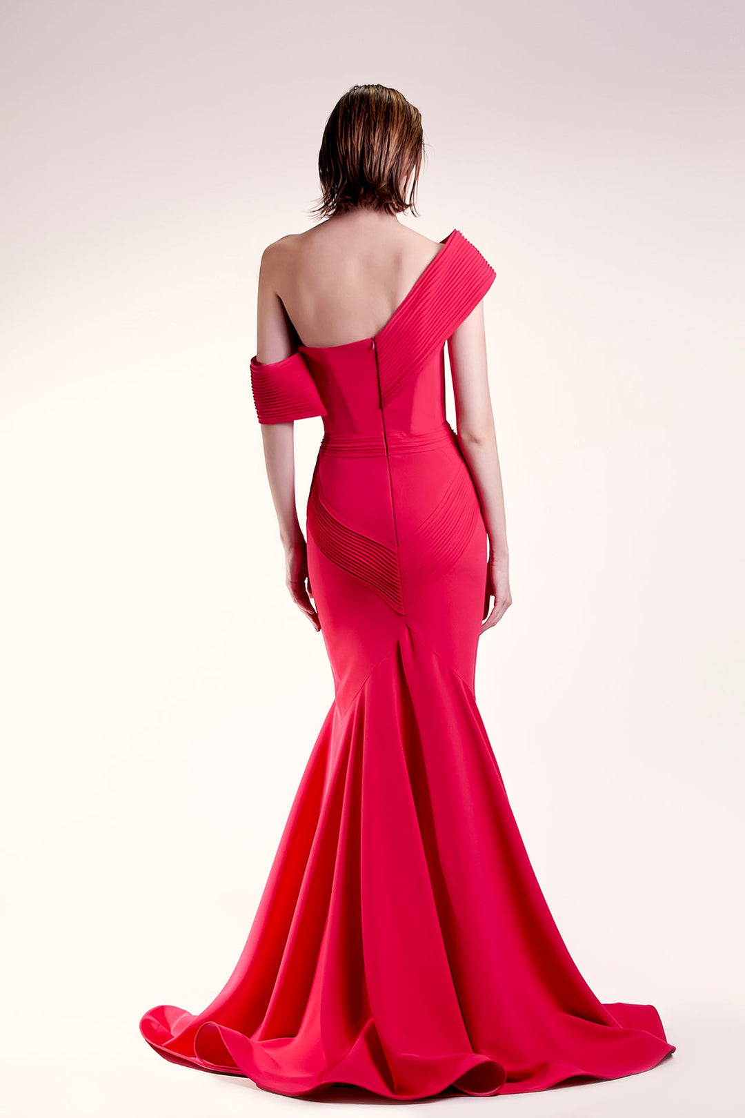 One-Shoulder Crepe Mermaid Dress