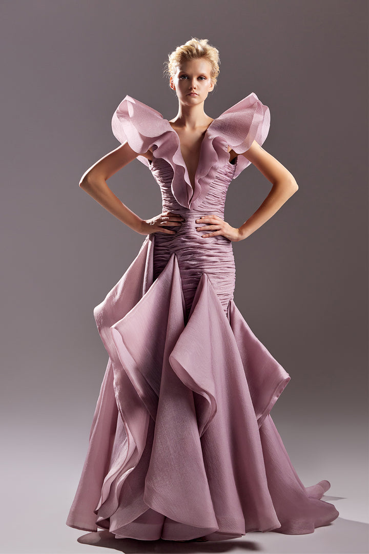 Organza Voluminous Dress with Ruffles