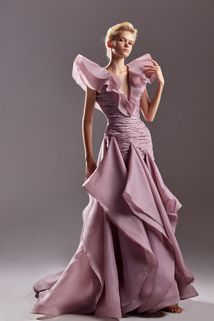 Organza Voluminous Dress with Ruffles