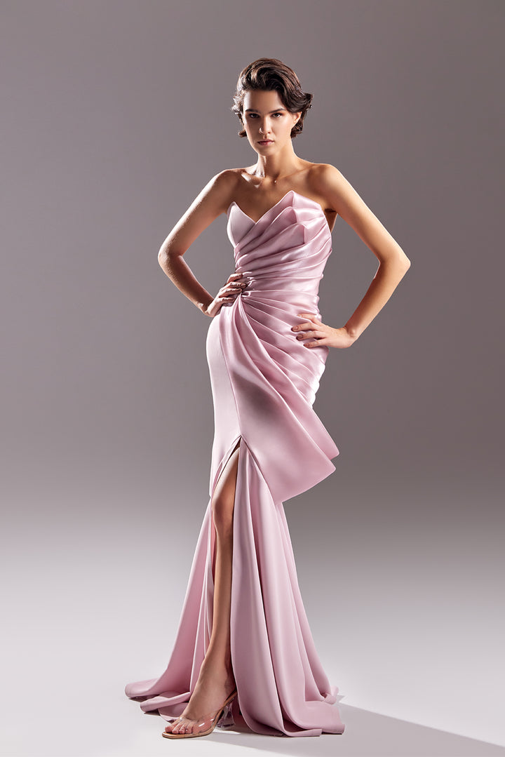 Strapless Mermaid Draped Dress