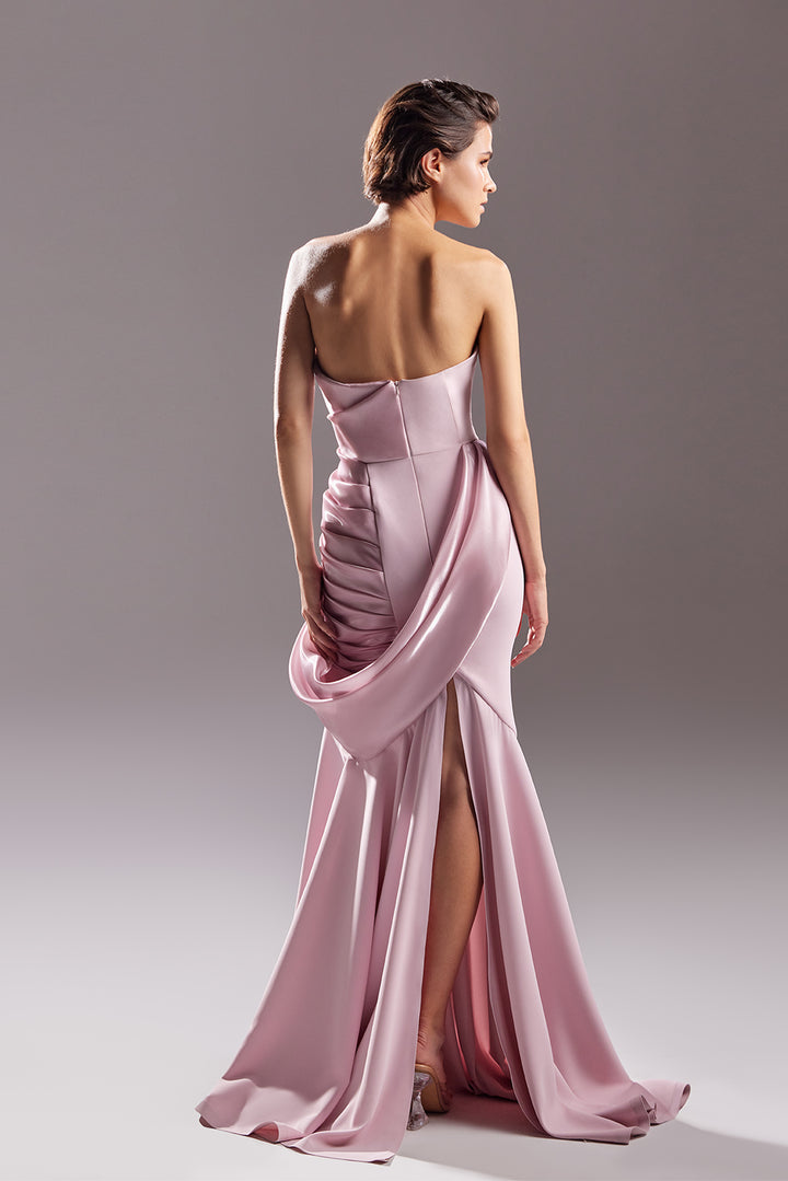 Strapless Mermaid Draped Dress