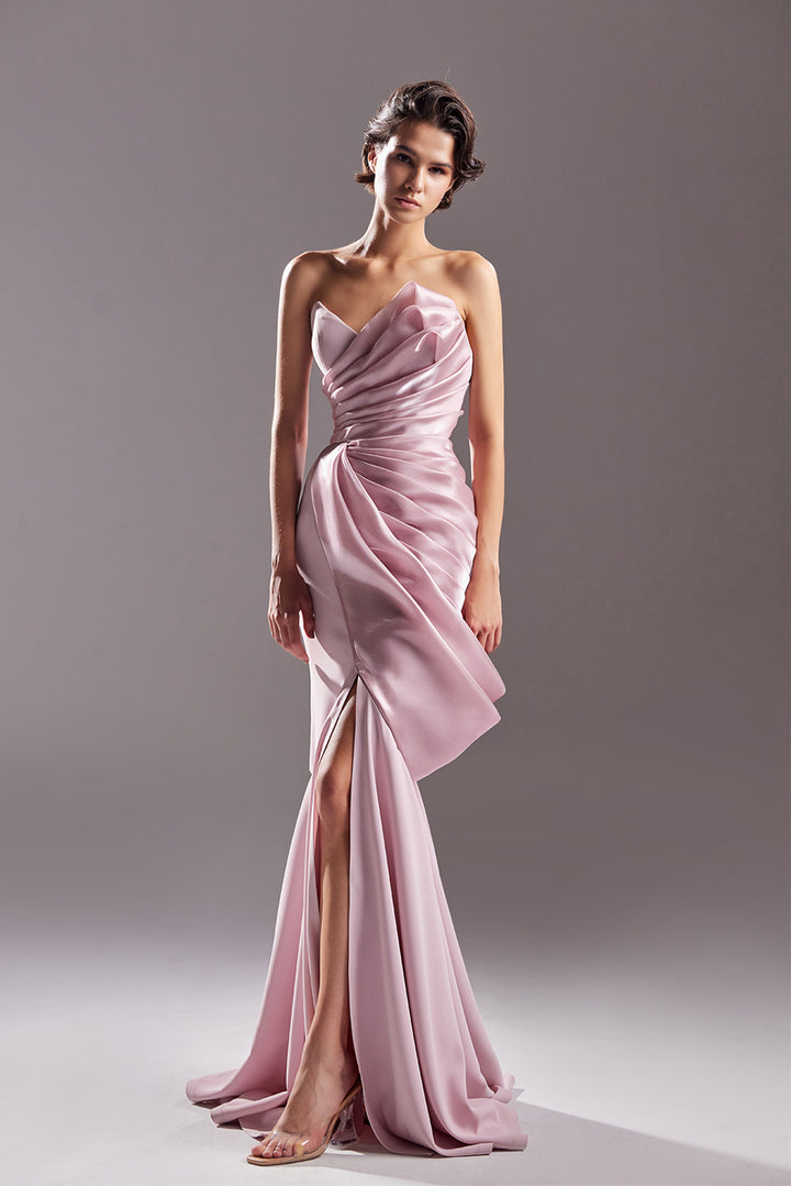 Strapless Mermaid Draped Dress