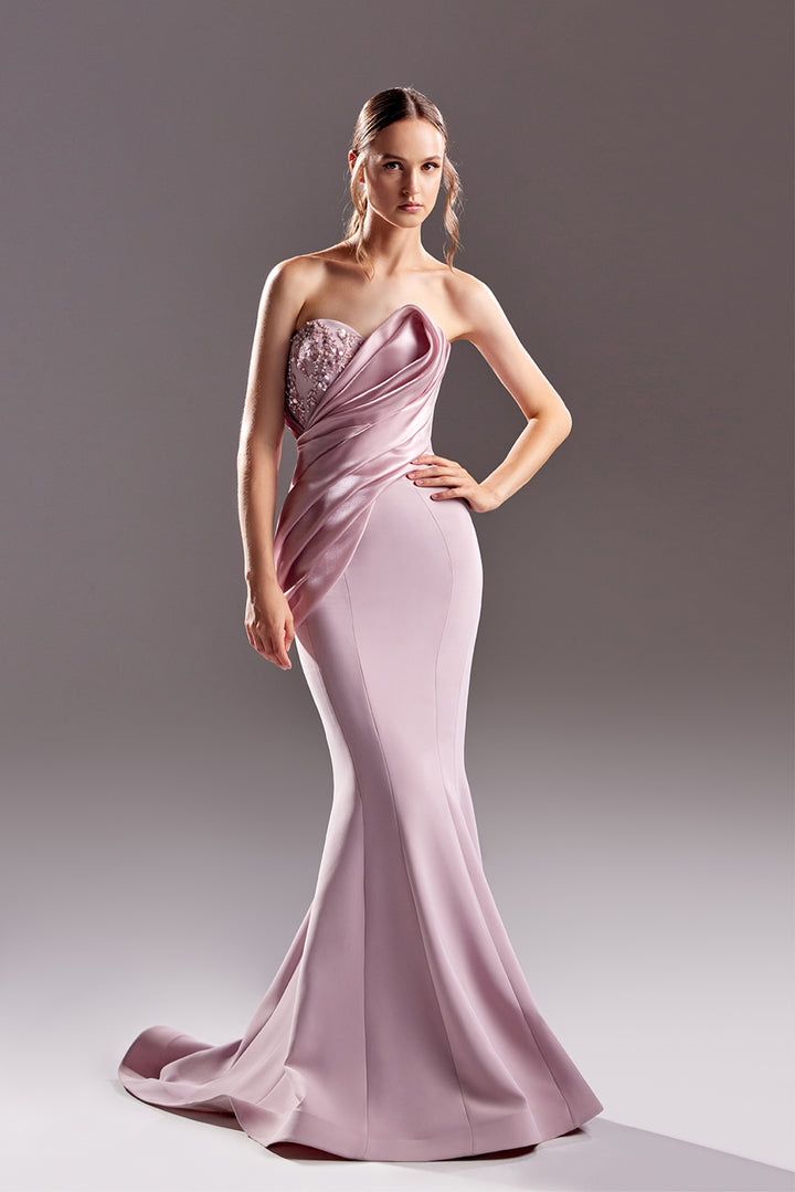 Strapless Mermaid Dress with Organdie