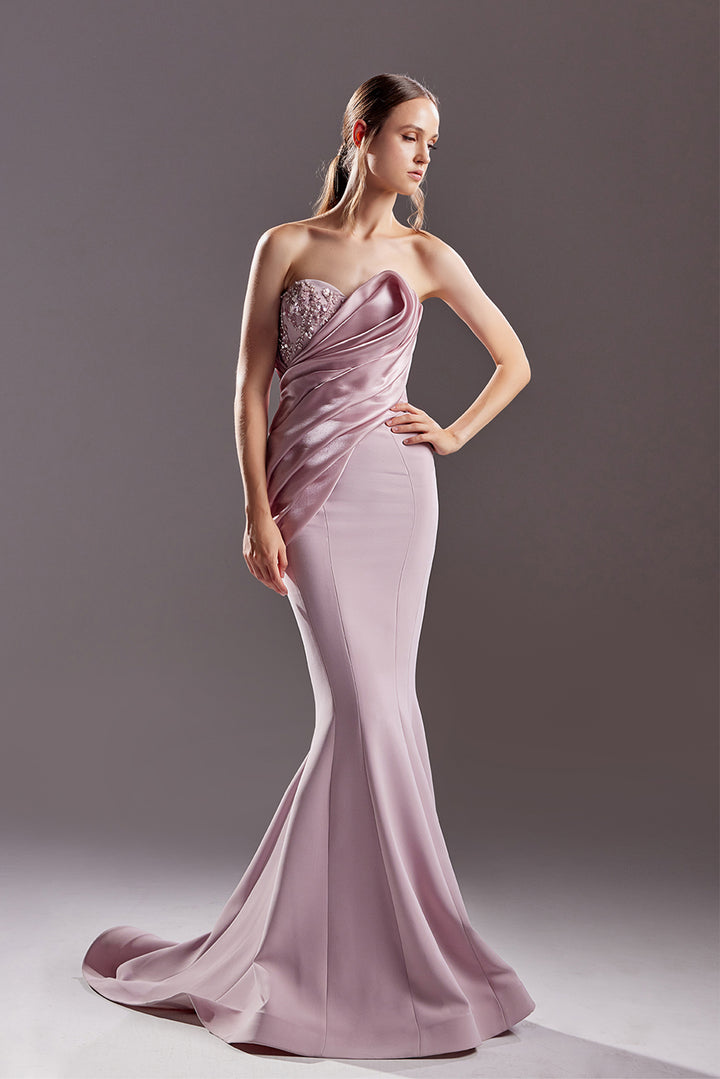 Strapless Mermaid Dress with Organdie