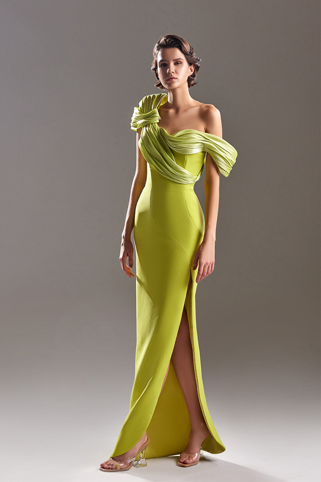 fitted crepe dress Simple Crepe Fit and Flare Wedding Gown