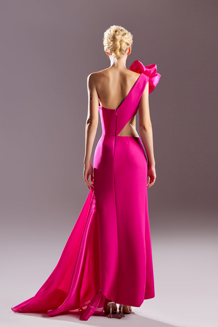 One-Shoulder Dress with Organza