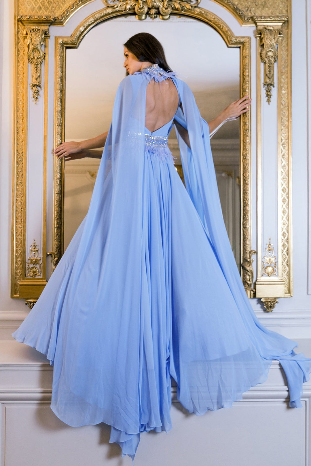 Embellished Crepe Georgette A-line Dress with Bolero Embellished Crepe Georgette A-line Dress with Bolero