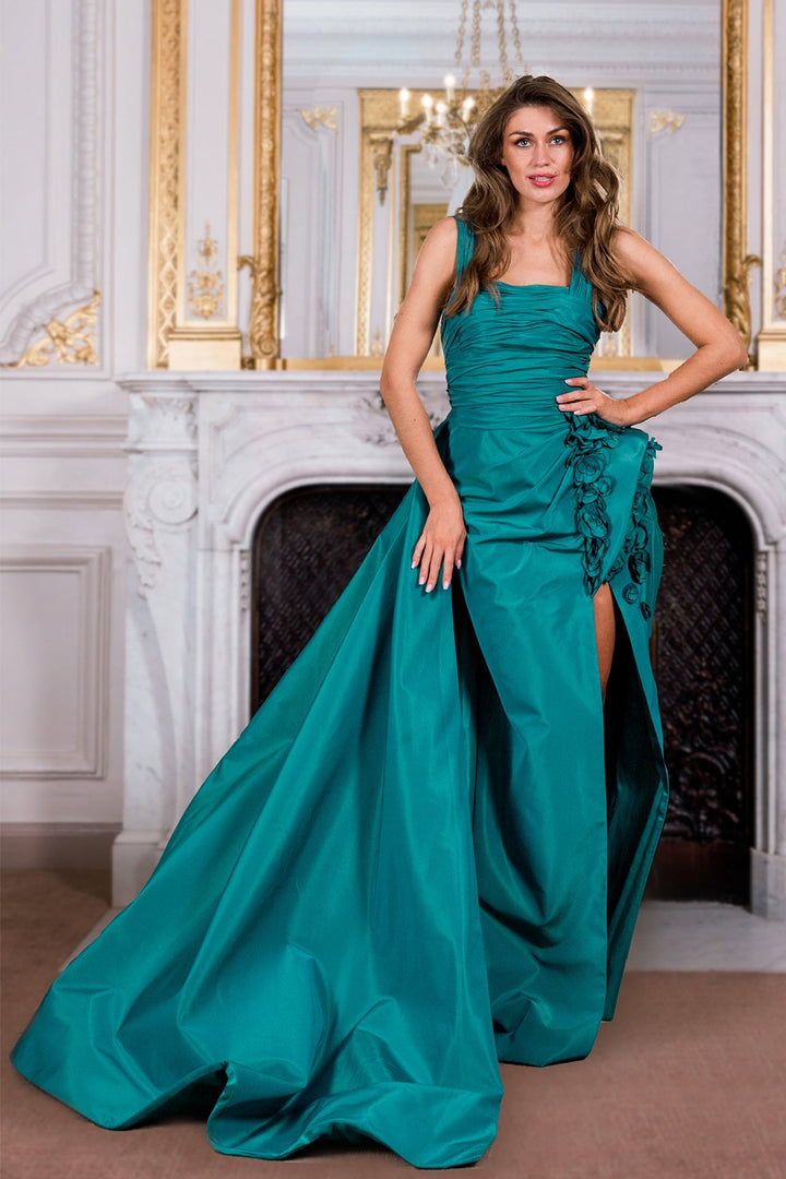 Taffeta Sleeveless Sheath Dress with Overskirt