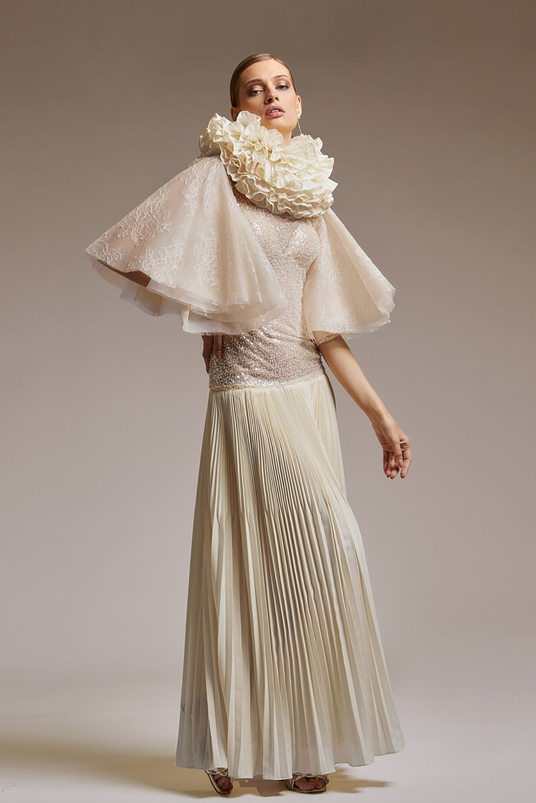 a line dress with bell sleeves Strapless Bell Sleeve Bridal Gown by Adrianna Papell 31233