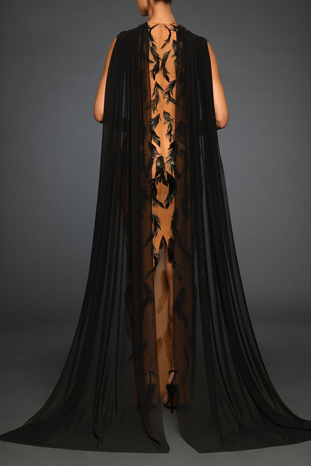 Sleeveless Long Dress with Cape