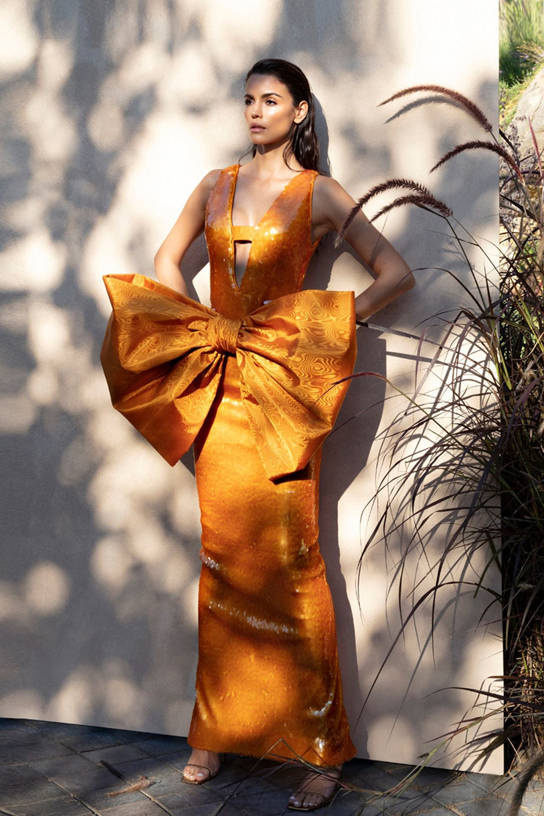 orange sequin maxi dress Spark The Night Sequin Halter Maxi Dress Orange Size XL from Hello Molly
