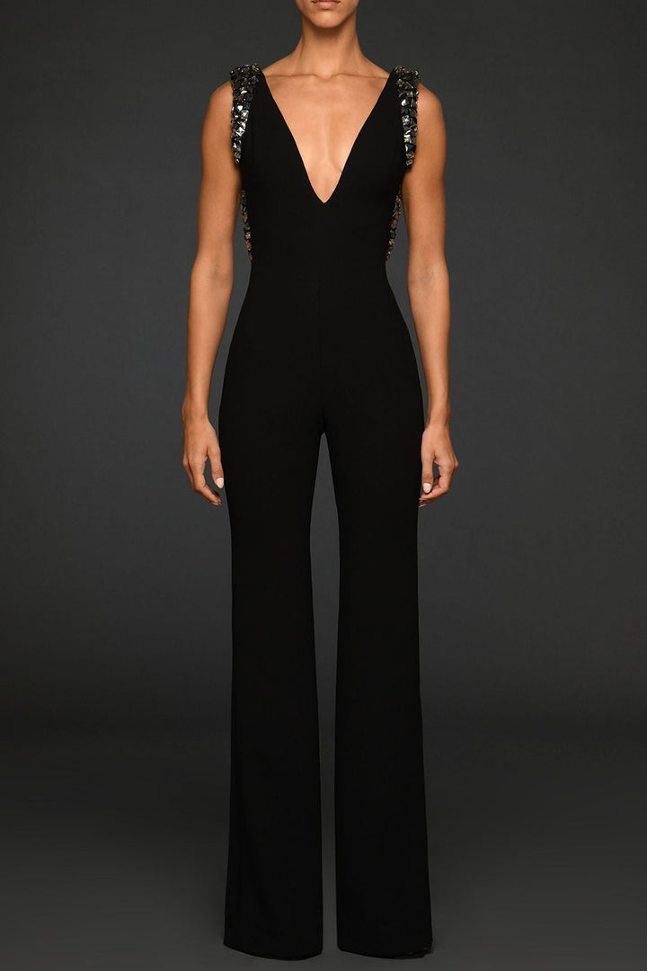 Crepe Jumpsuit With Embroidery