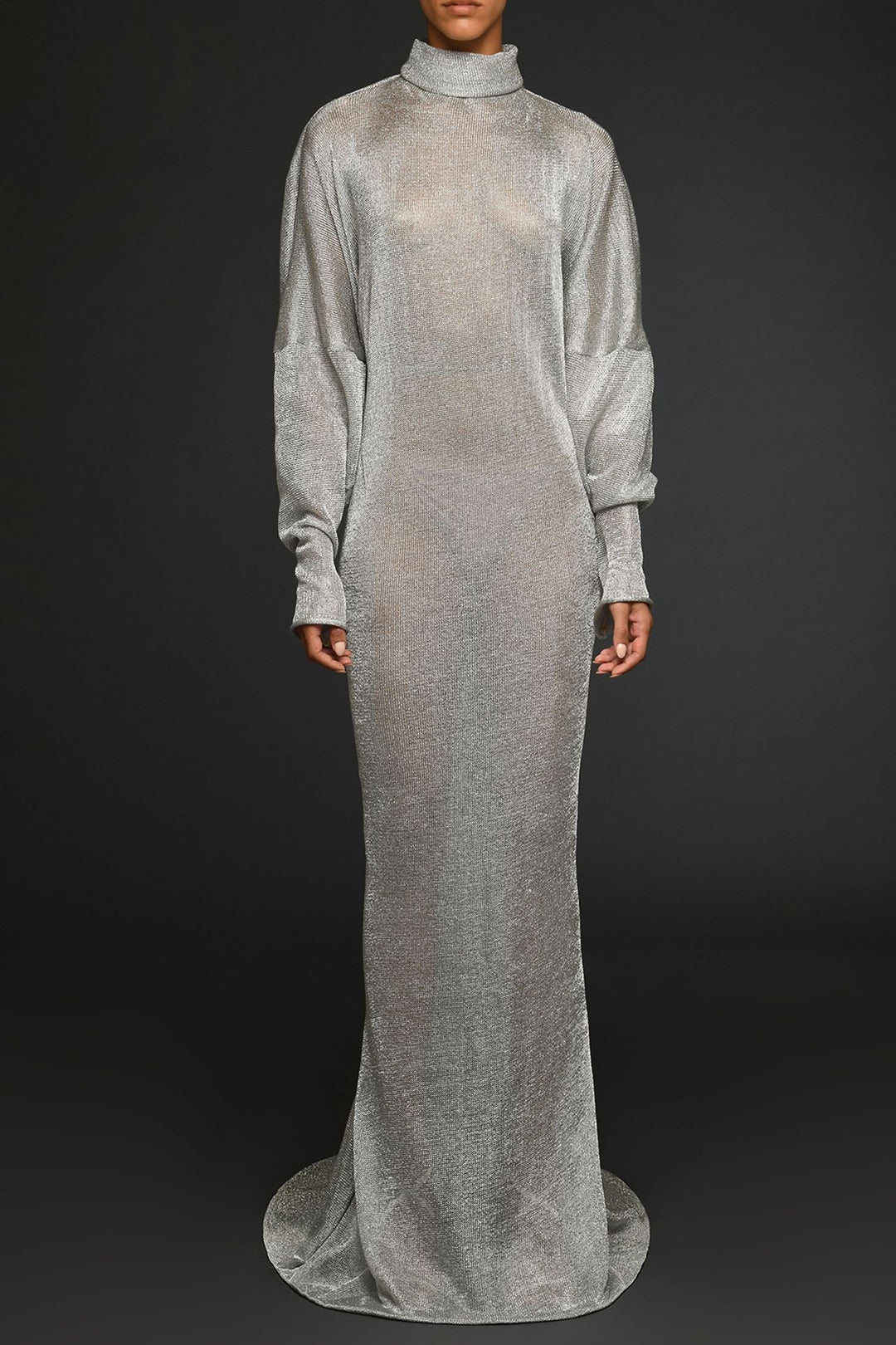 Long Bat Sleeves Mermaid Dress Silver / US 4 Long Bat Sleeves Mermaid Dress Silver / US 4