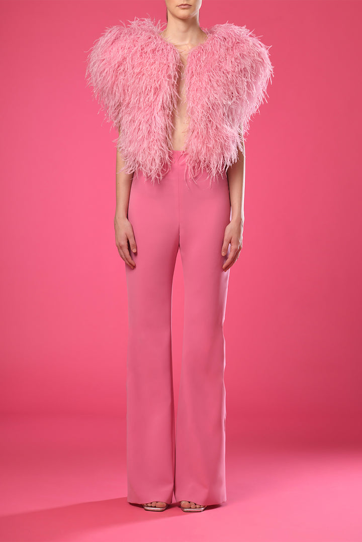 Heart-Shaped Feather Top with Pants