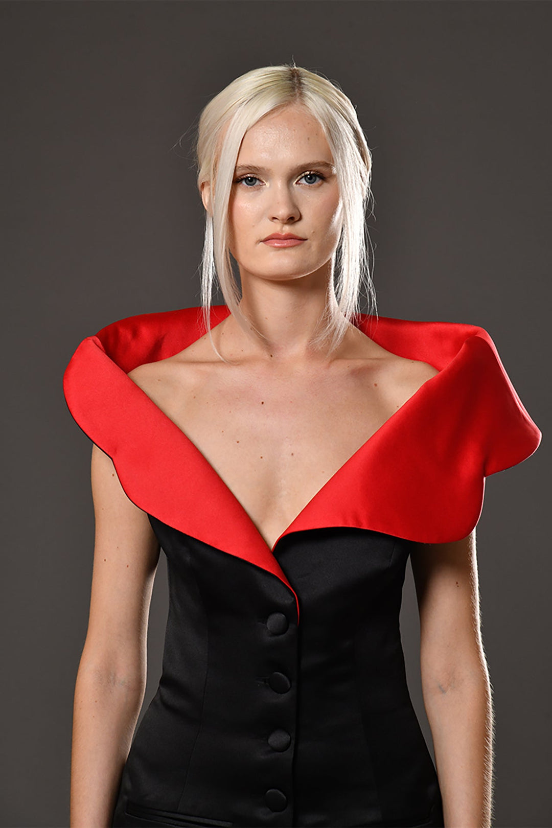 red straight cut dress Red Embellished Notch Mini Dress 53435