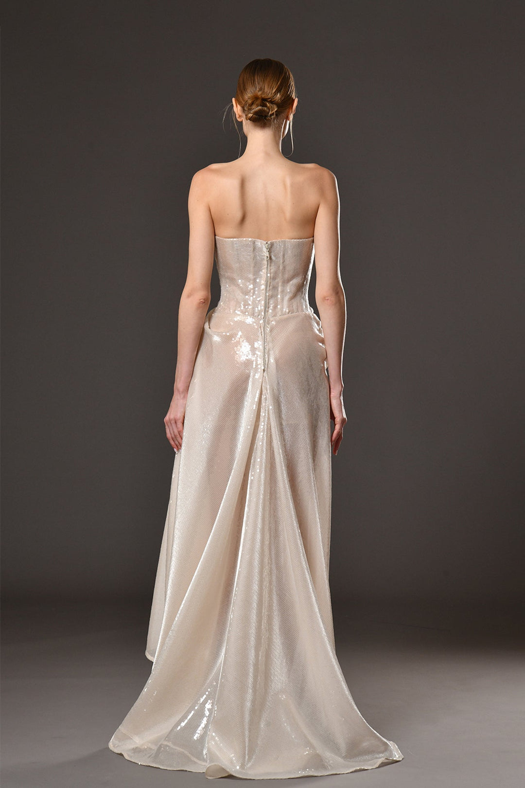strapless draped corset dress Strapless Draped Corset Gown in Black