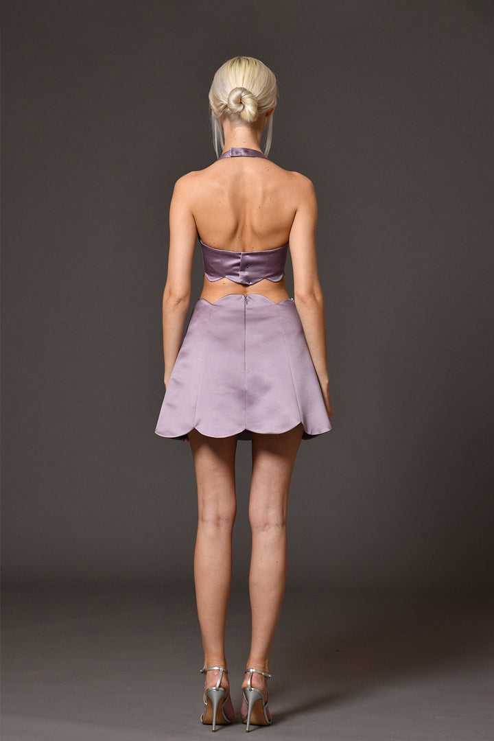 Silk Satin Radzimir Crop top and Short Skirt