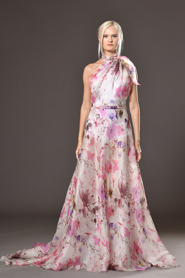 Silk Organza Floral A-line Dress