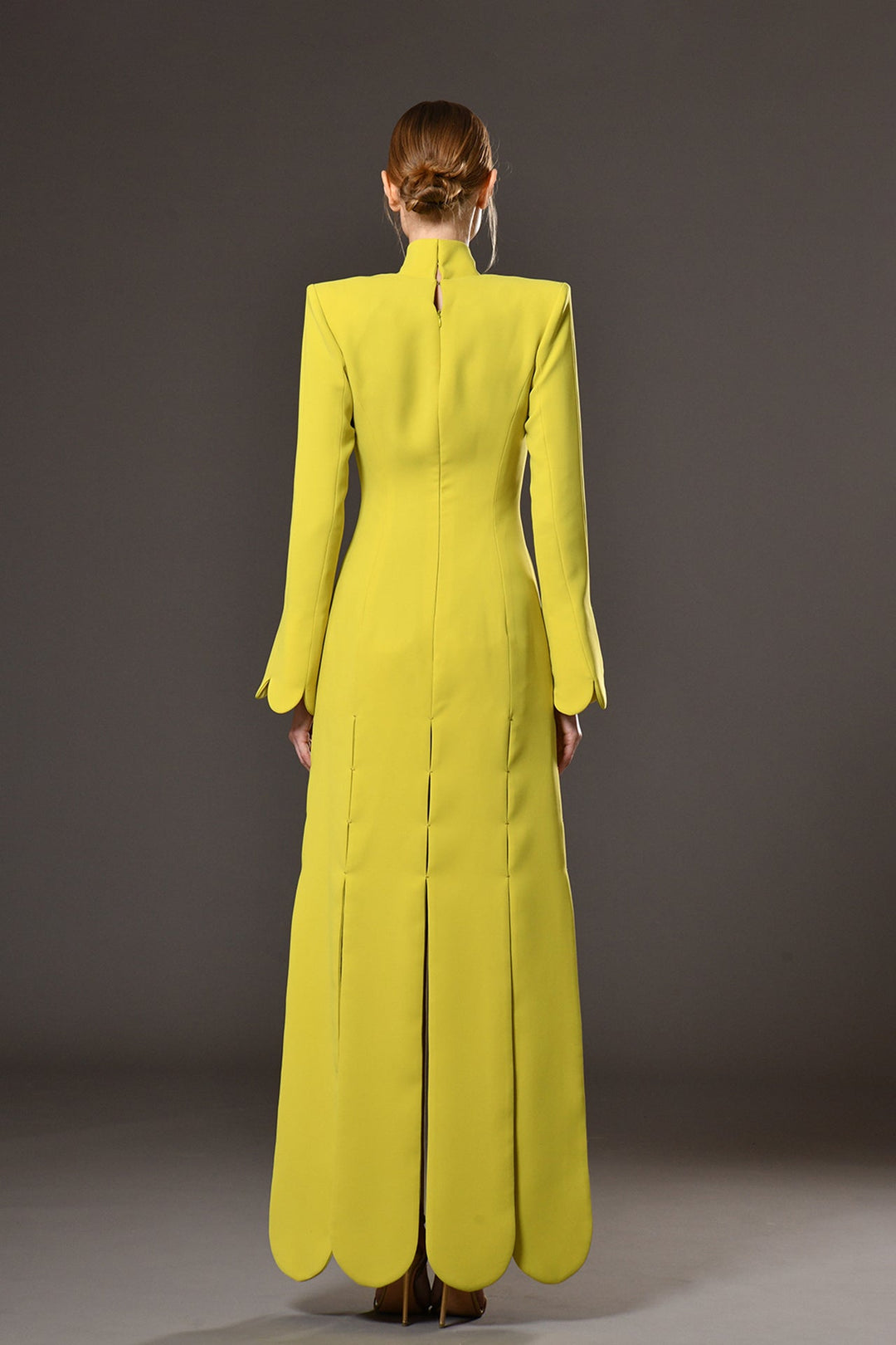 long sleeved yellow dress Colette Premium Long Sleeved Ribbed Knit Maxi Dress in Butter Yellow