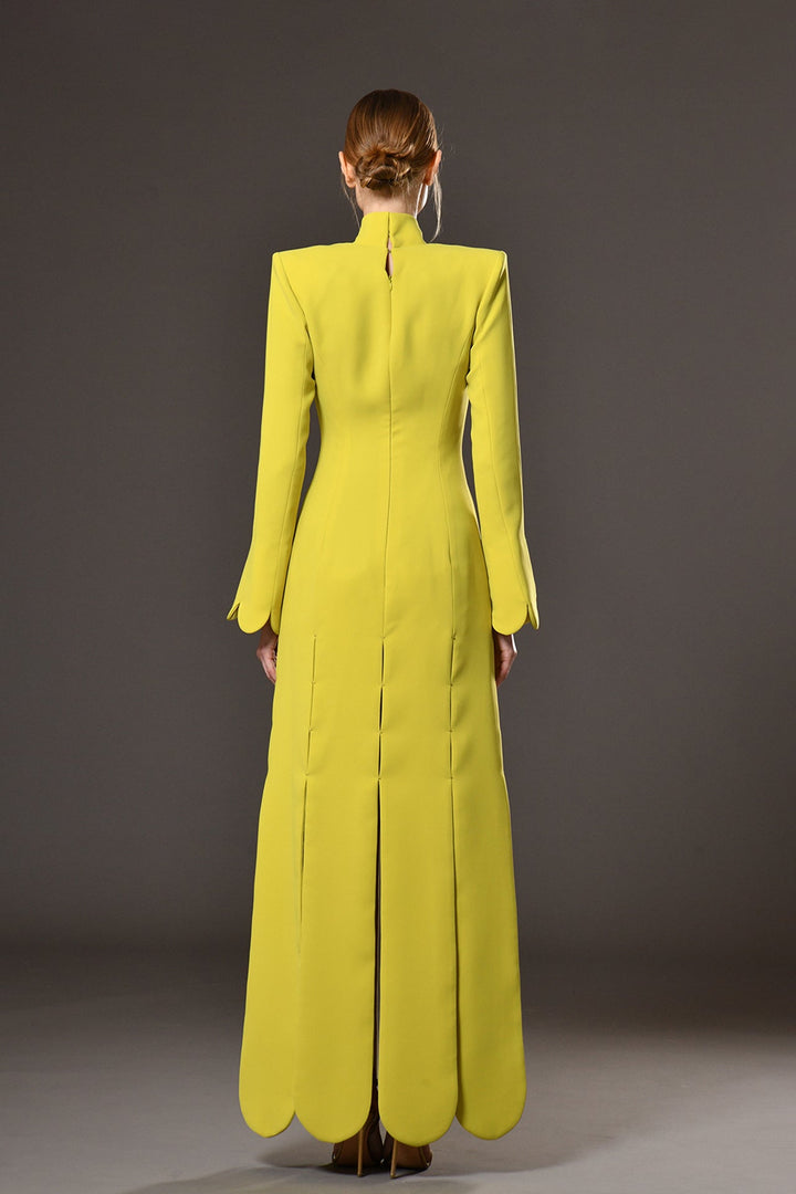 Crepe Long-Sleeved Structured Coat Dress