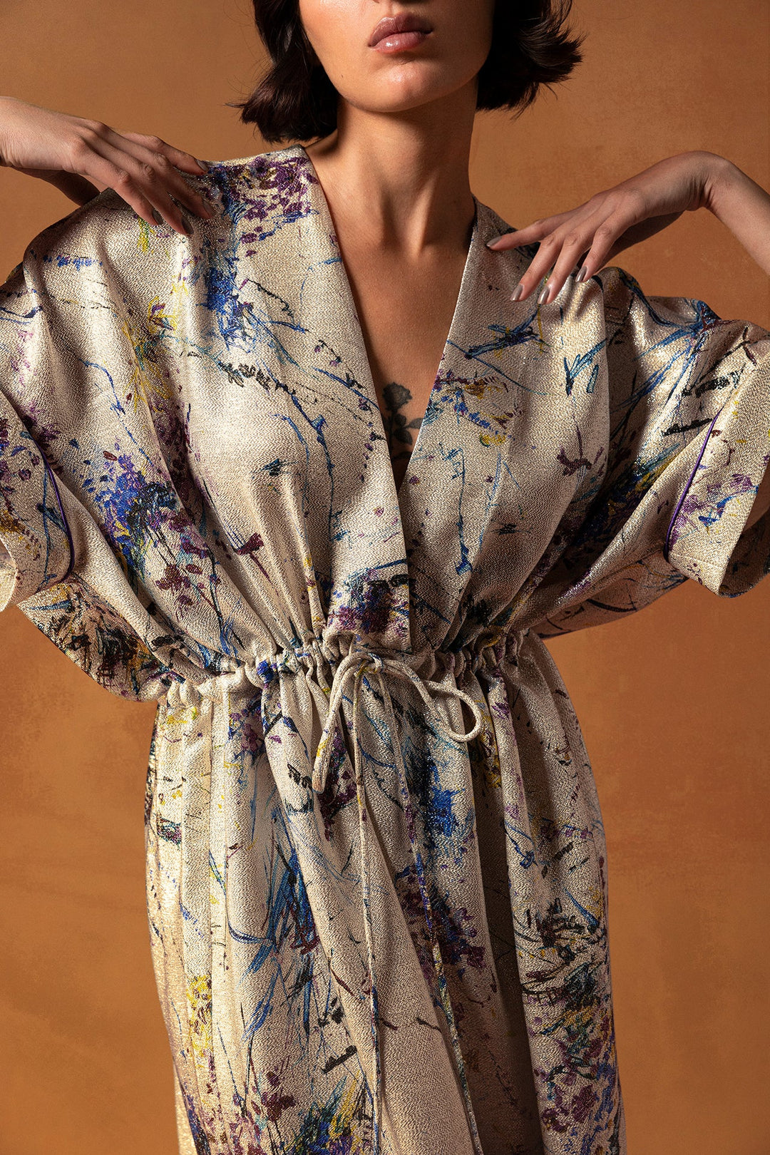 Printed Lurex Silk Kaftan