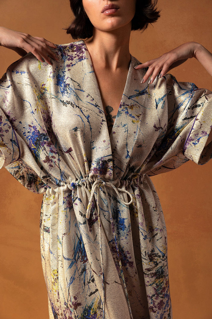 Printed Lurex Silk Kaftan