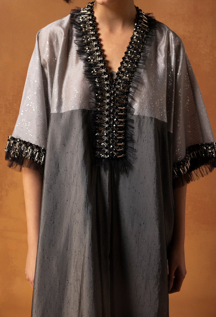 Triple Organza Kaftan with Sequin and Beads