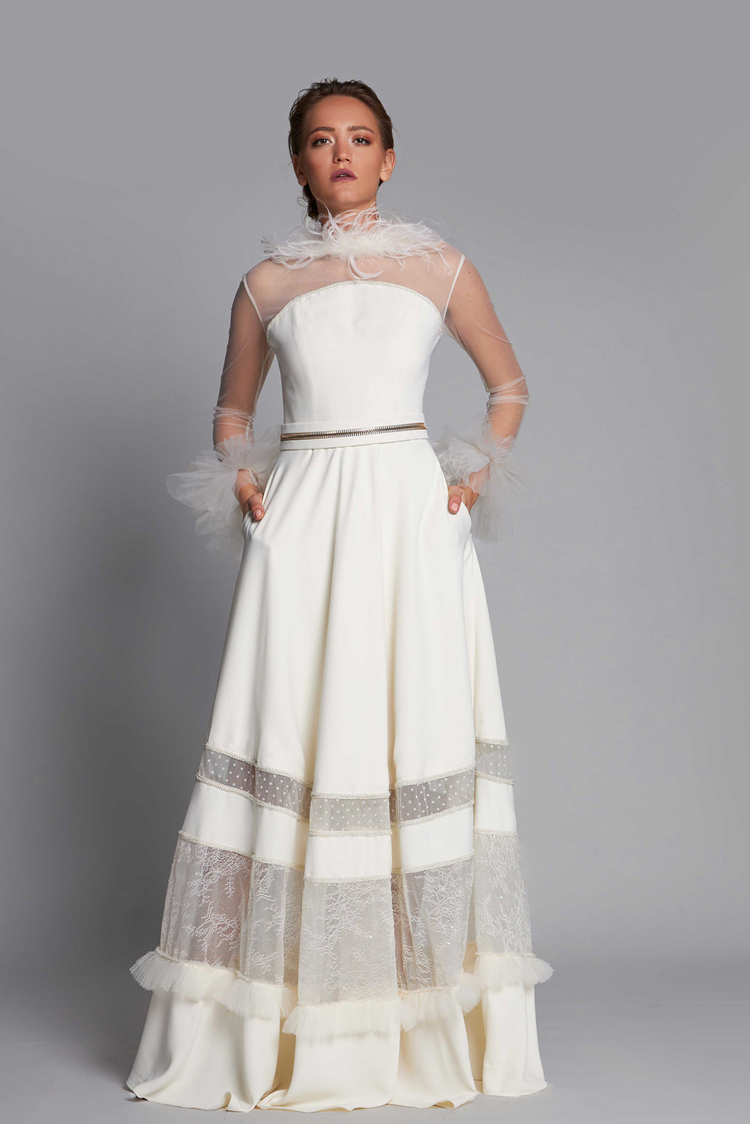 A-line Dress with Strapless Design Illusion M.R DESIGN A-line Dress with Strapless Design Illusion M.R DESIGN