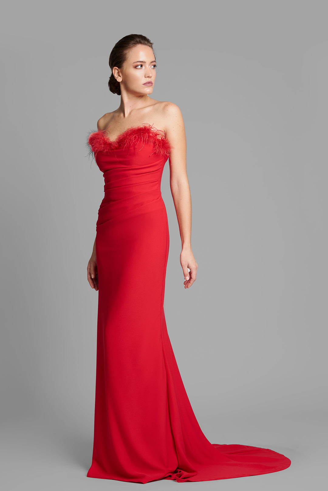 Strapless draped Dress with Bolero