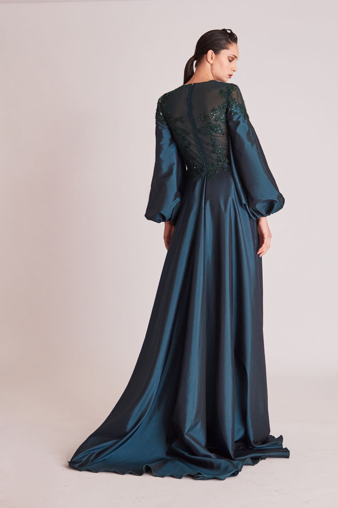 Long-Sleeved A-line Dress with Embroidery