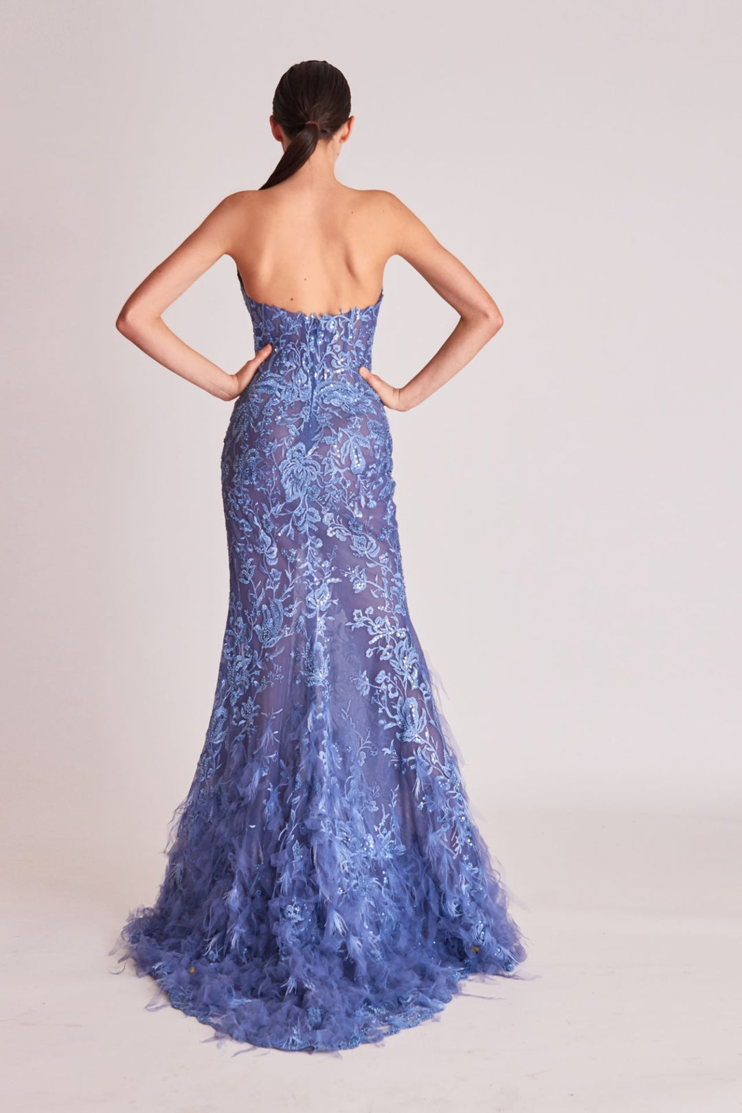 Strapless Tulle Embroidered Mermaid Dress